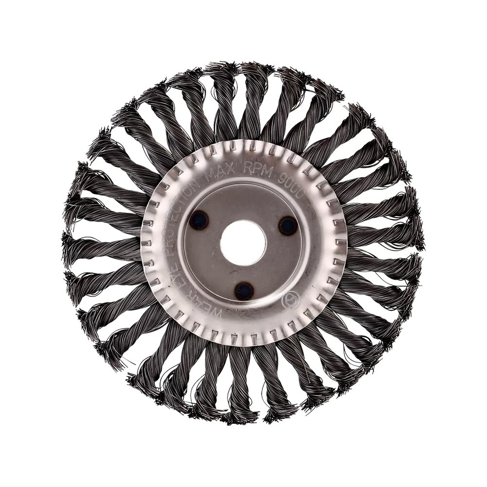 YEKAI twist-knot wire wheel brush; series reference photograph with no diameter or bundle-construction assignment.